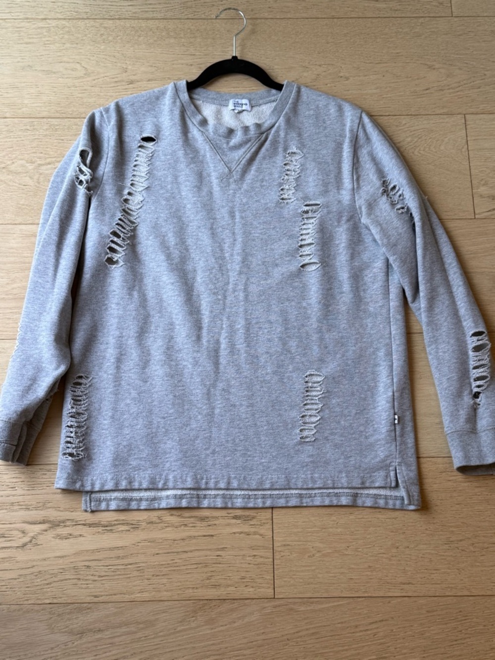 Distressed Gray Sweatshirt | Y2K Grunge Streetwear | The Weekend Brand Small - Picture 5 of 8